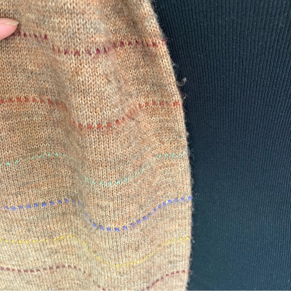 Vintage USA Union Made Scarf Wool? Blend Fringe Brown Striped 8X60” Winter - Picture 6 of 6